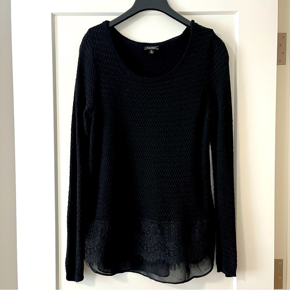 Lucky Brand Knit Sweater with Lace Hem 🖤 || Never Worn